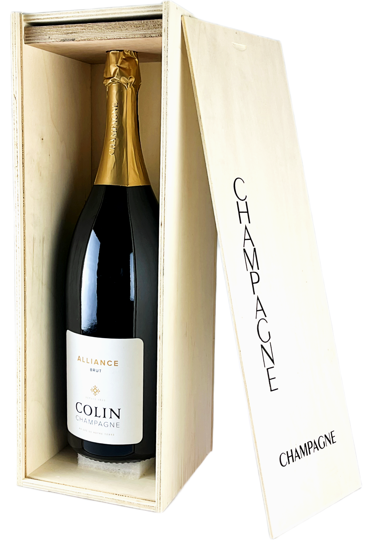 Colin, Cuvée "Alliance", Premier cru, Brut, Mathusalem, Caisse en bois