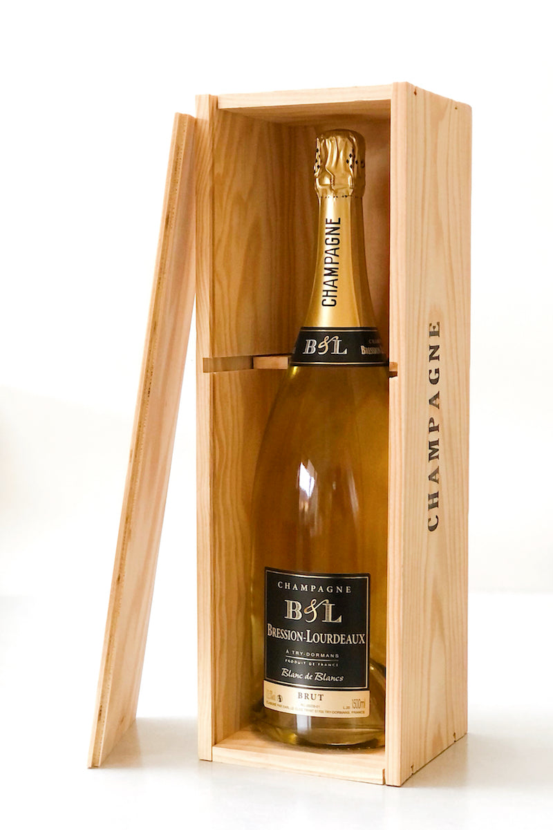 Bression Lourdeaux, Blanc de blancs, Brut, Magnum, Caisse en bois