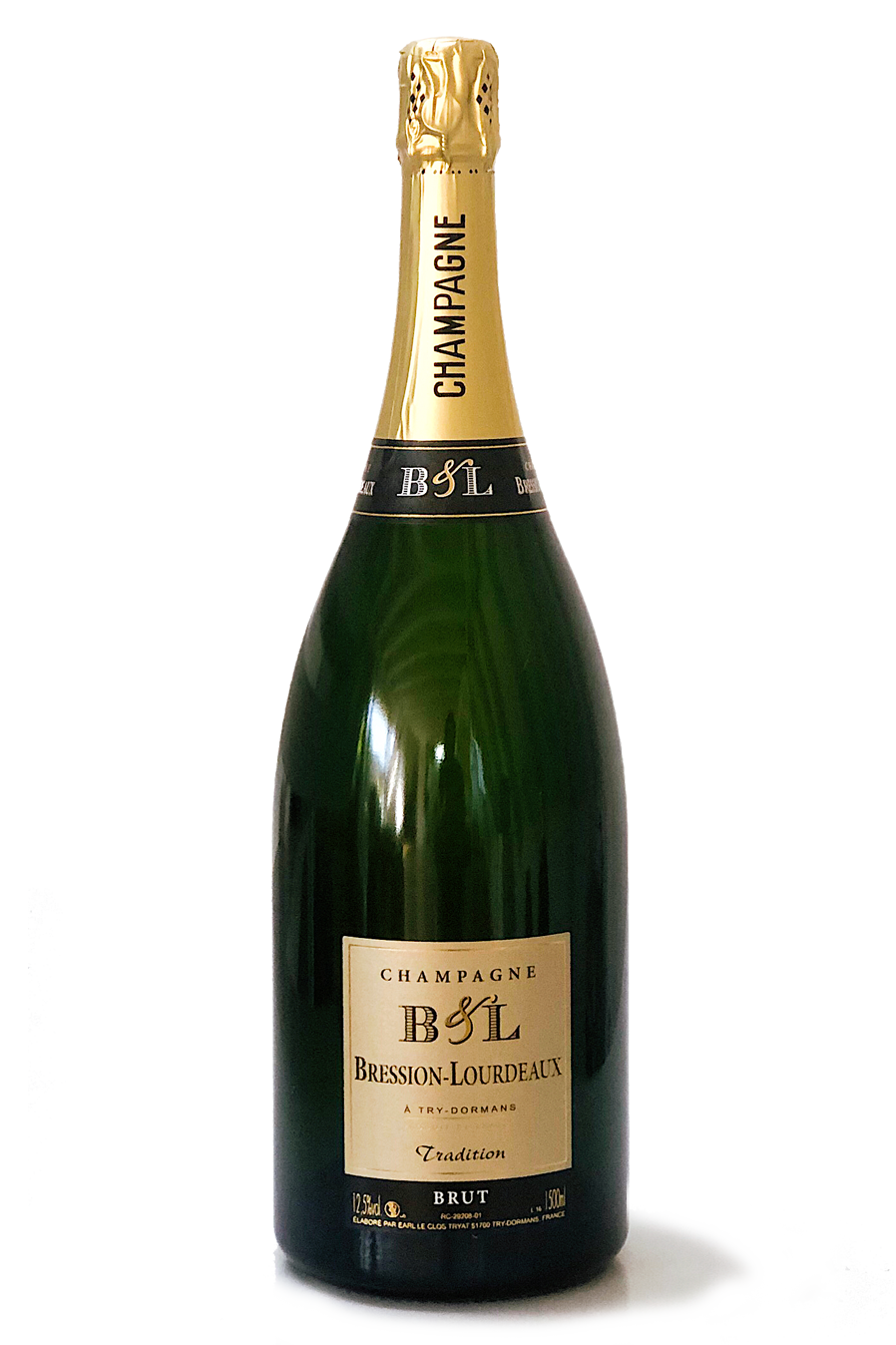 Bression Lourdeaux, Cuvée "Tradition", Blanc de noirs, Brut, Magnum, Caisse en bois